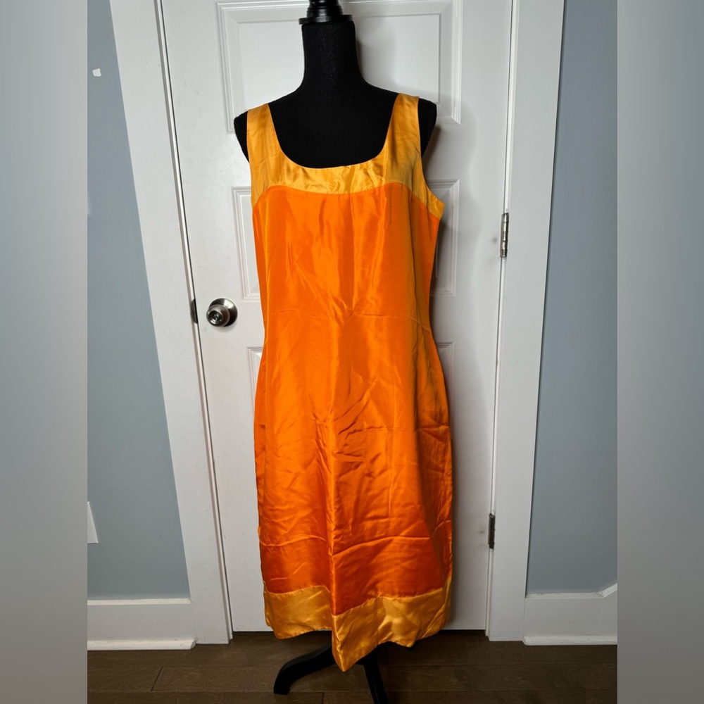 Spiegel Orange and Yellow Satin Shift Dress